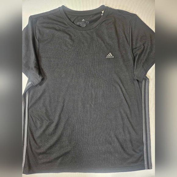 Adidas Womens T-shirt Large Black White Logo Athletic Performance Tee Athleisure - Picture 1 of 10